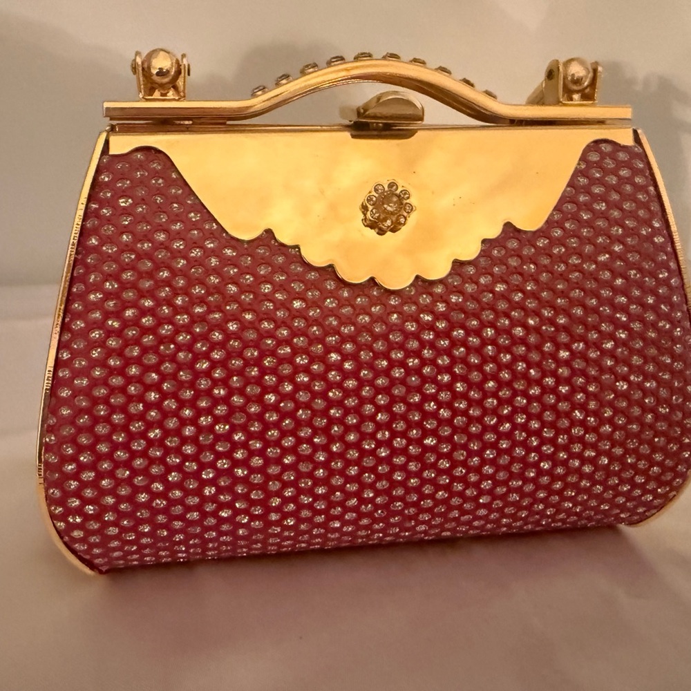Elegant Red and Gold Women's Handbag